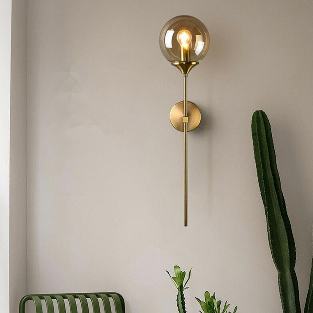 Modern Gold Finish Glass Ball Light Wall Lamp